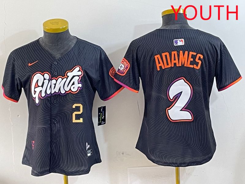 Youth San Francisco Giants #2 Adames Black Joint Name Nike 2025 MLB Jersey style 2->youth mlb jersey->Youth Jersey